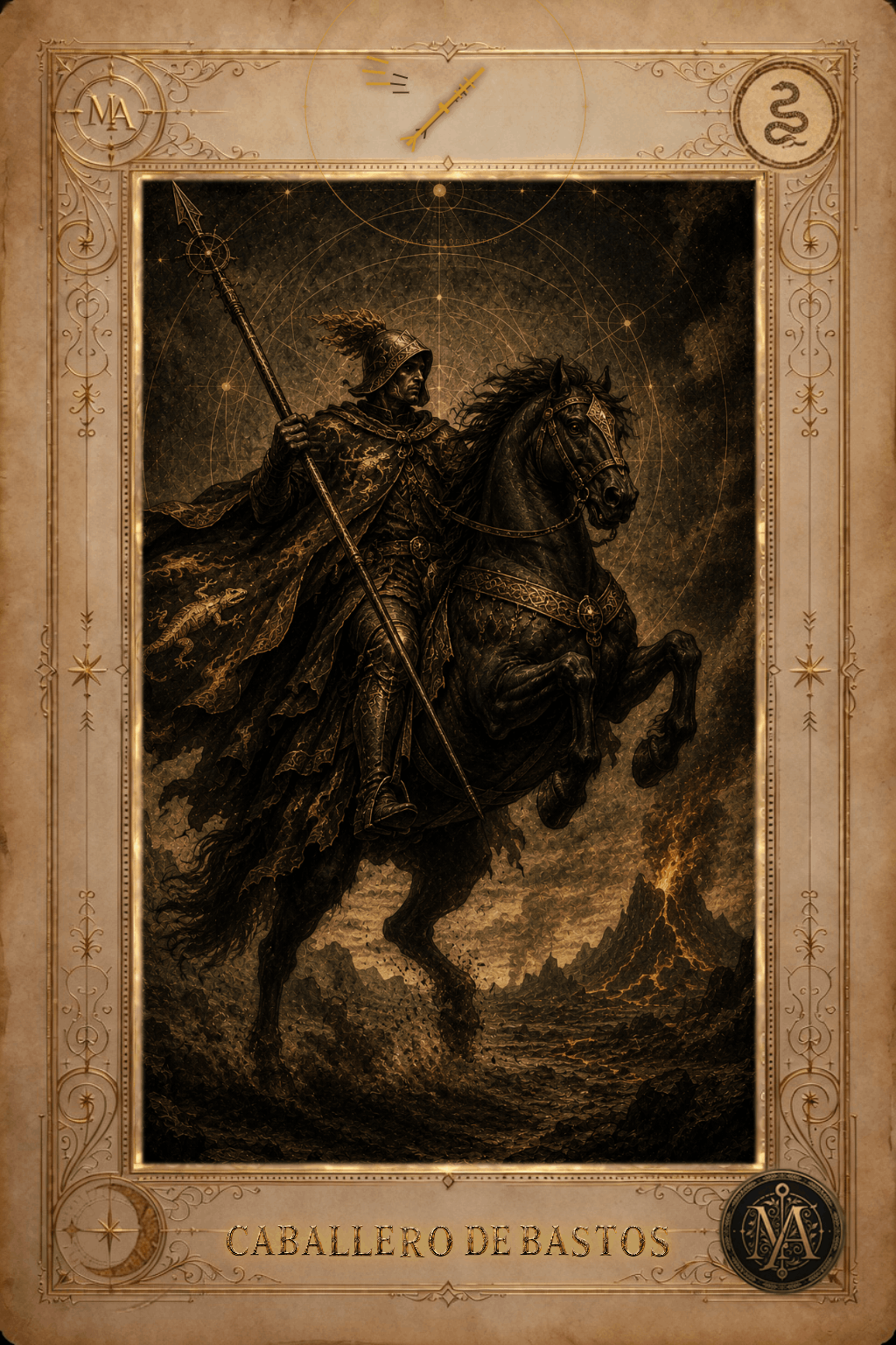 Caballero de Bastos — Tarot Marcelo Arkan