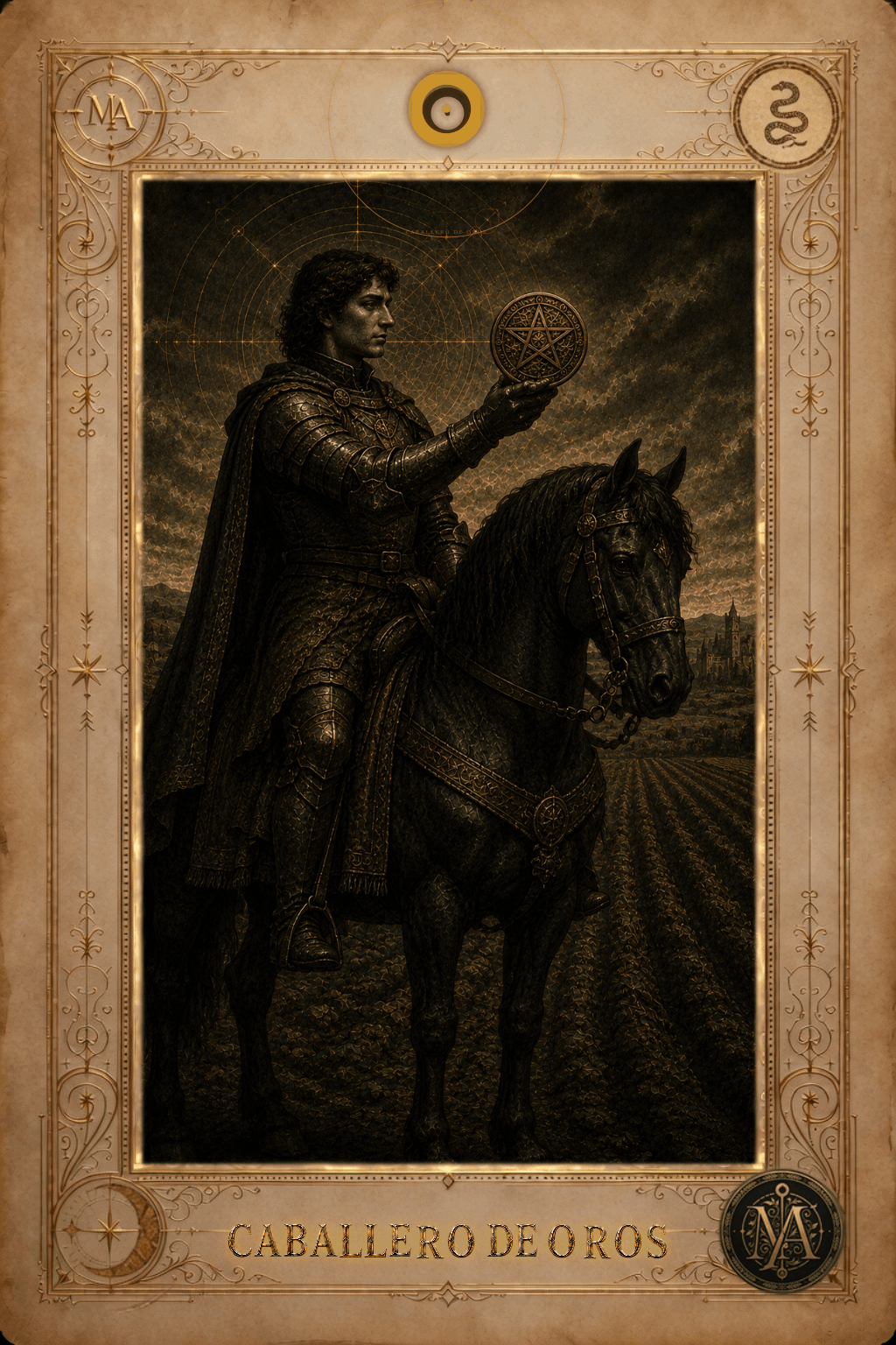 Caballero de Oros — Tarot Marcelo Arkan
