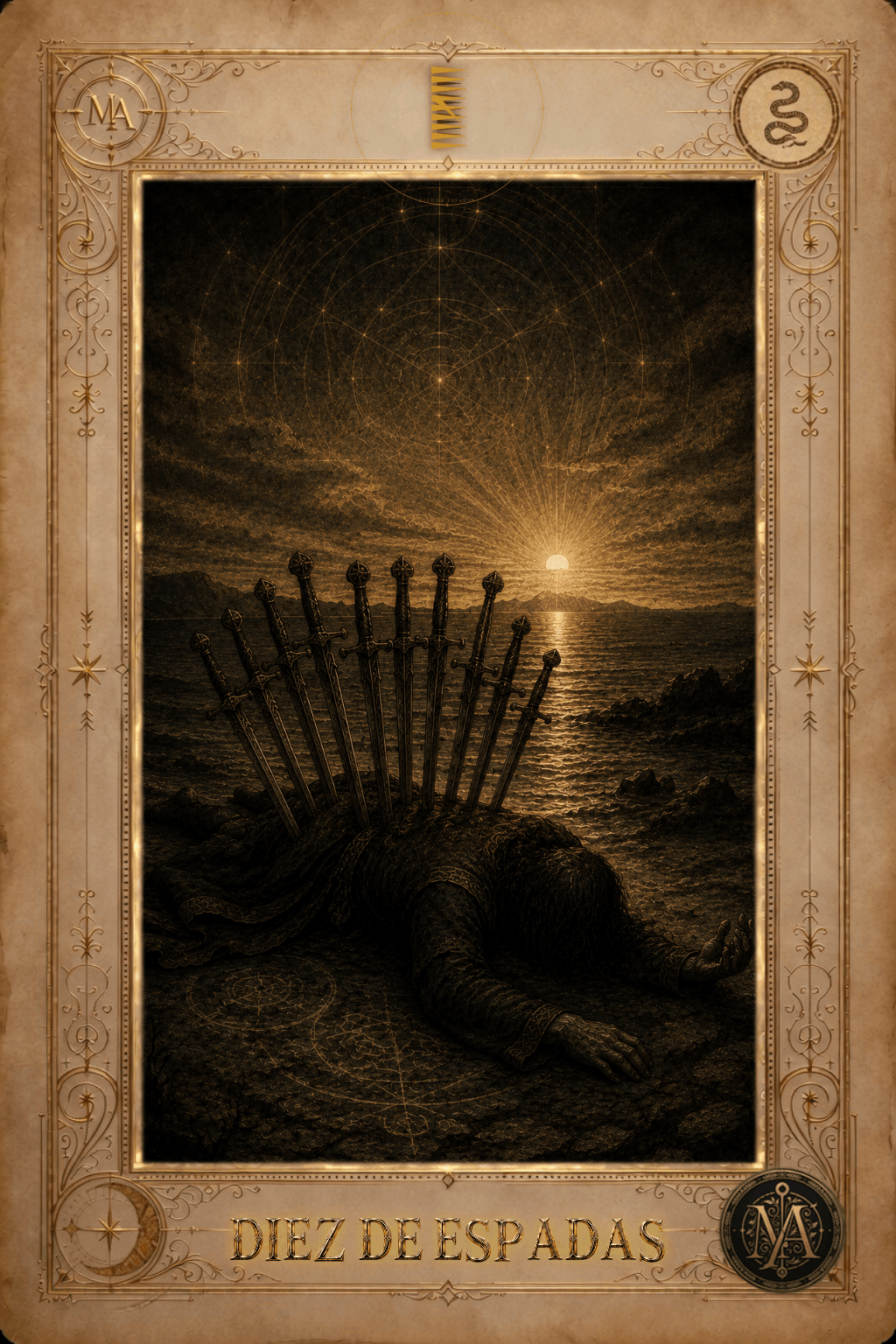 Diez de Espadas — Tarot Marcelo Arkan