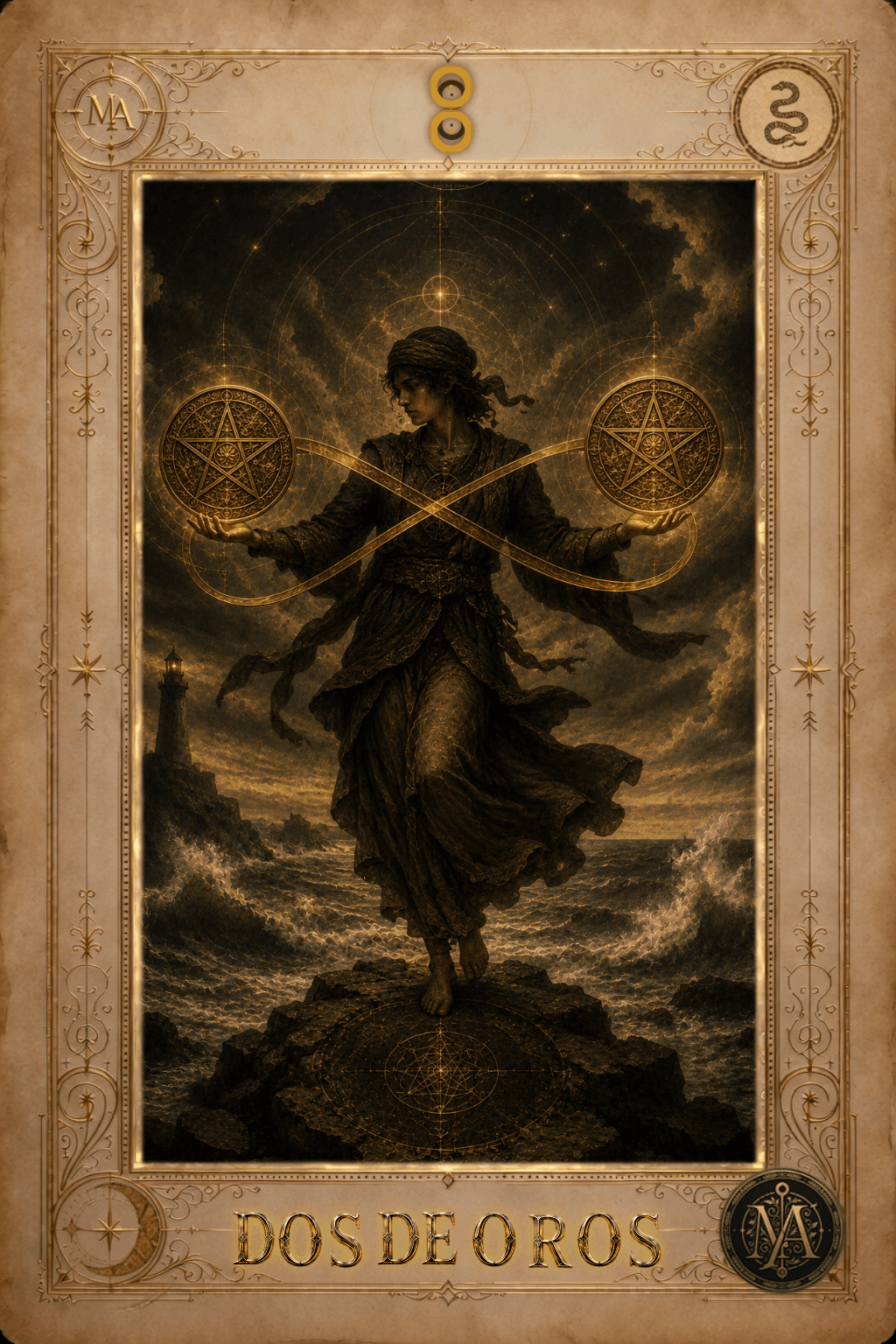 Dos de Oros — Tarot Marcelo Arkan