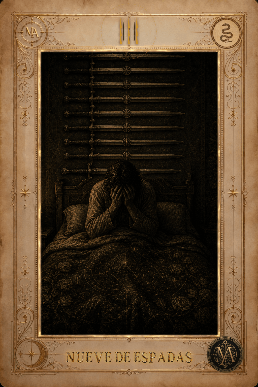 Nueve de Espadas — Tarot Marcelo Arkan