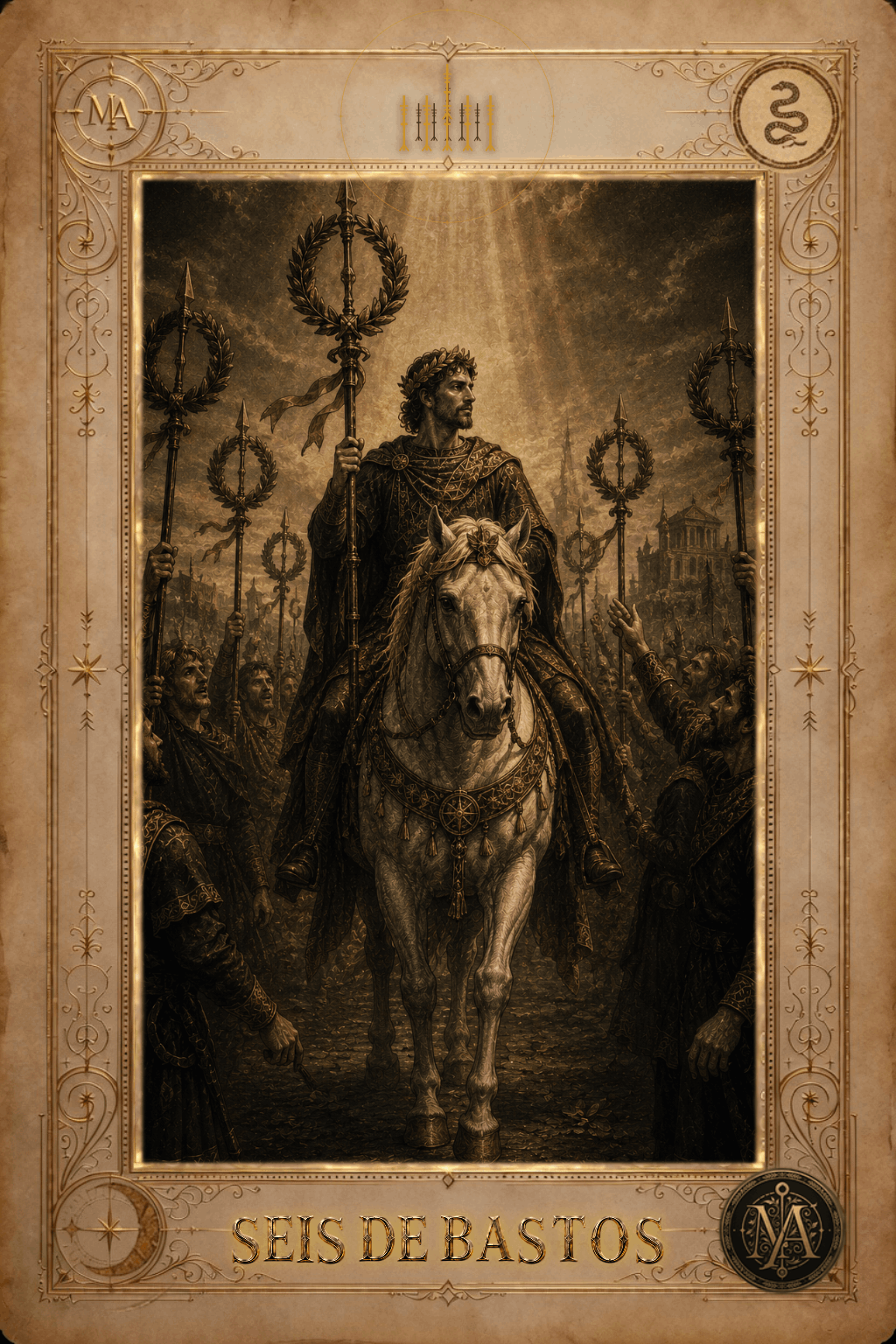 Seis de Bastos — Tarot Marcelo Arkan
