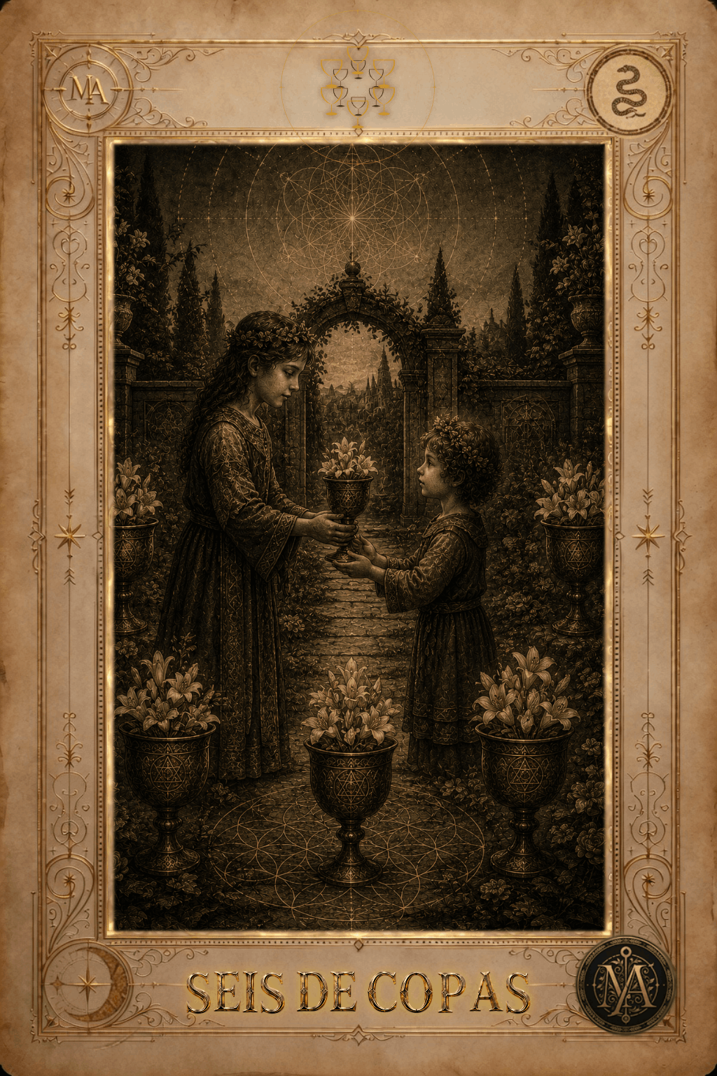 Seis de Copas — Tarot Marcelo Arkan