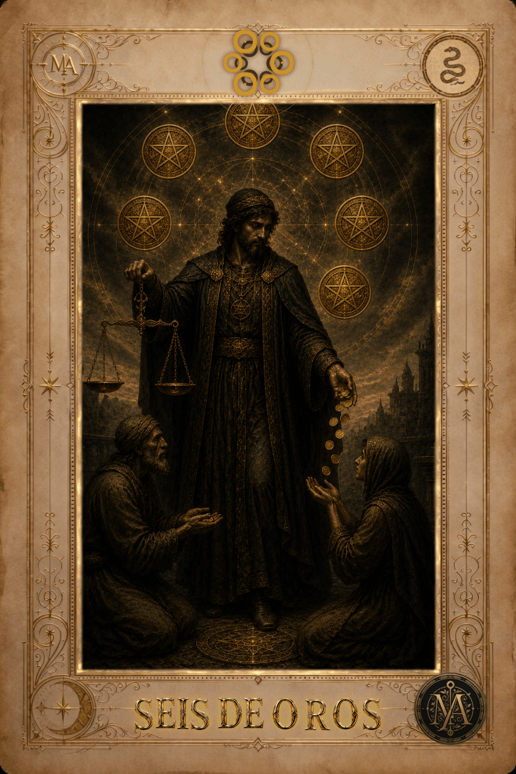 Seis de Oros — Tarot Marcelo Arkan