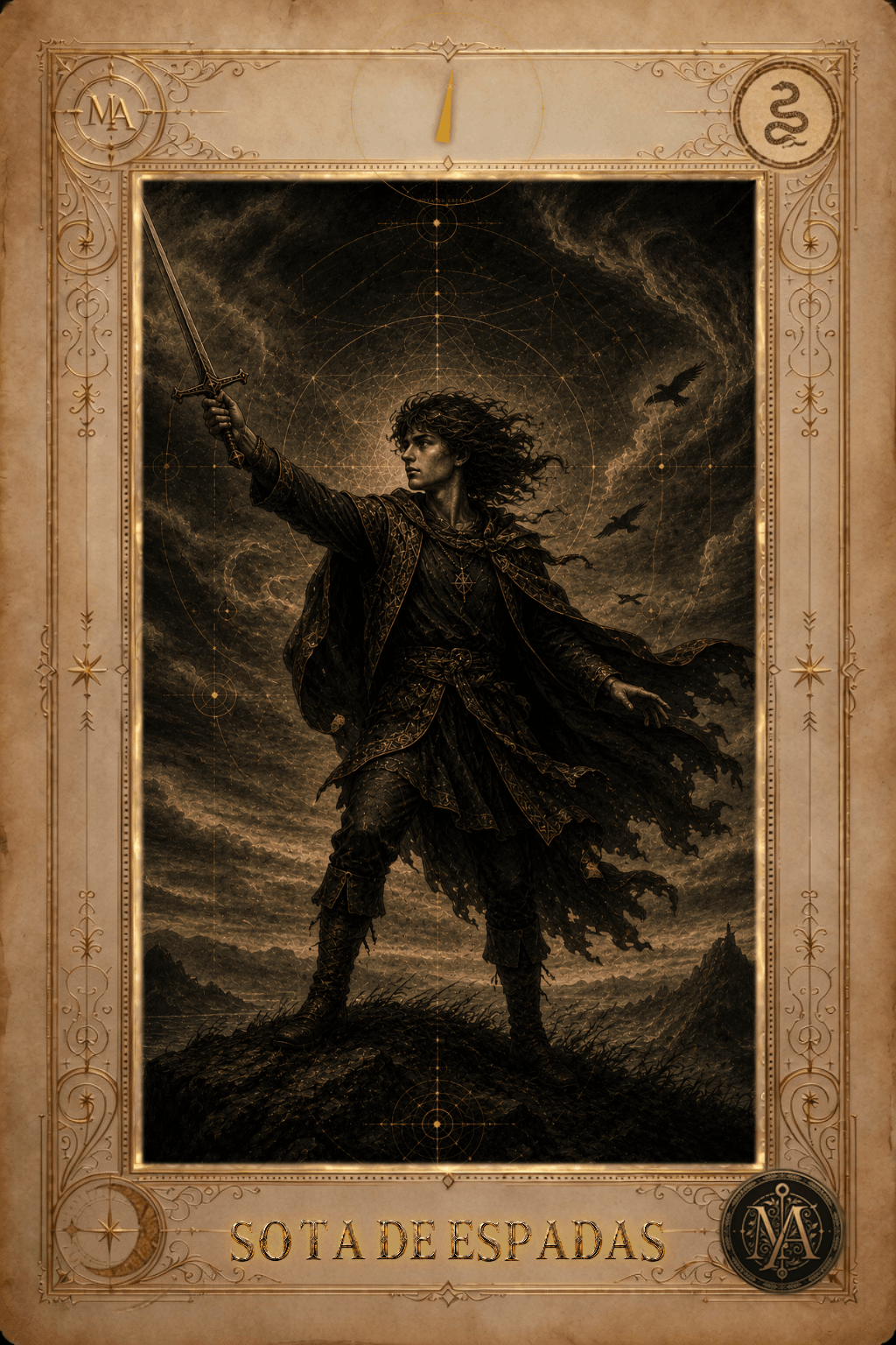 Sota de Espadas — Tarot Marcelo Arkan