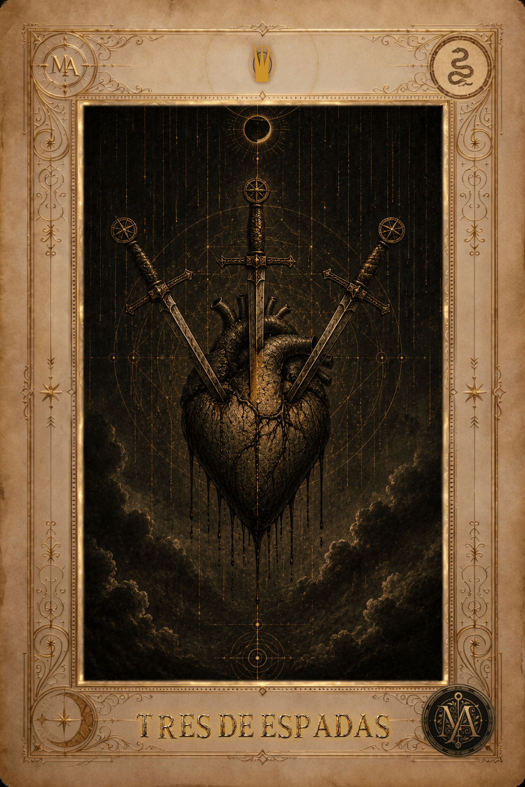 Tres de Espadas — Tarot Marcelo Arkan
