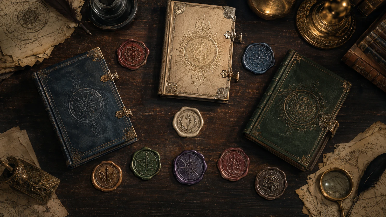 Codices y sellos simbolizan las distintas listas de arcángeles.